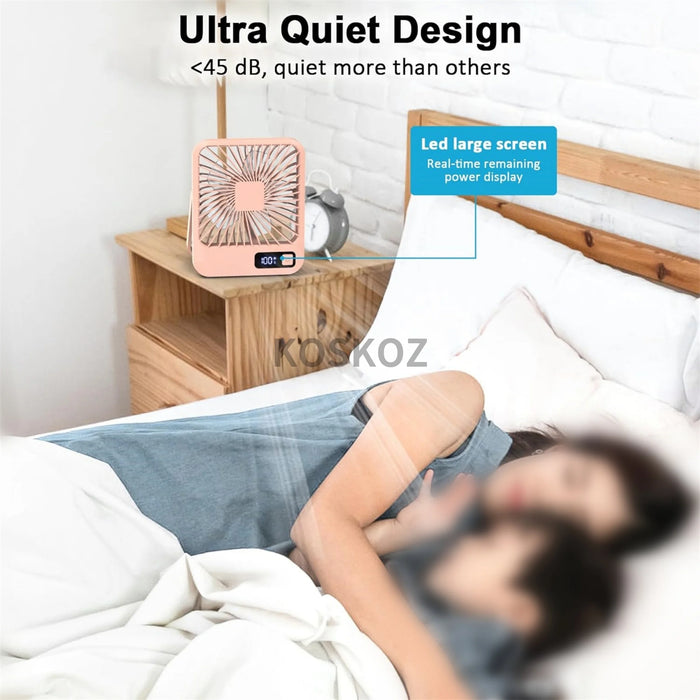 Foldable USB Rechargeable Desk Fan 5 Speeds with Digital Display | BronAir©