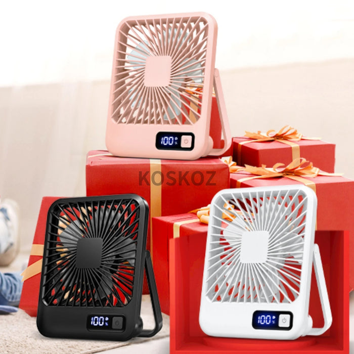 Foldable USB Rechargeable Desk Fan 5 Speeds with Digital Display | BronAir©