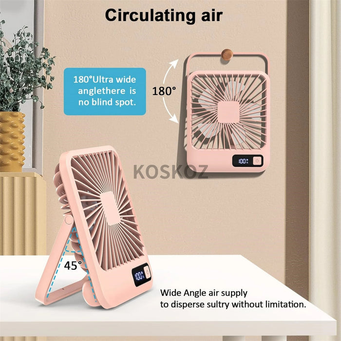 Foldable USB Rechargeable Desk Fan 5 Speeds with Digital Display | BronAir©