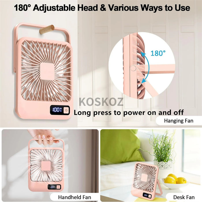 Foldable USB Rechargeable Desk Fan 5 Speeds with Digital Display | BronAir©
