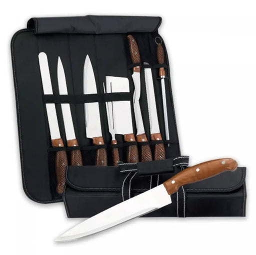 Juego de cuchillos de 9 piezas con bolsa de transporte enrollable | BronKitchen©