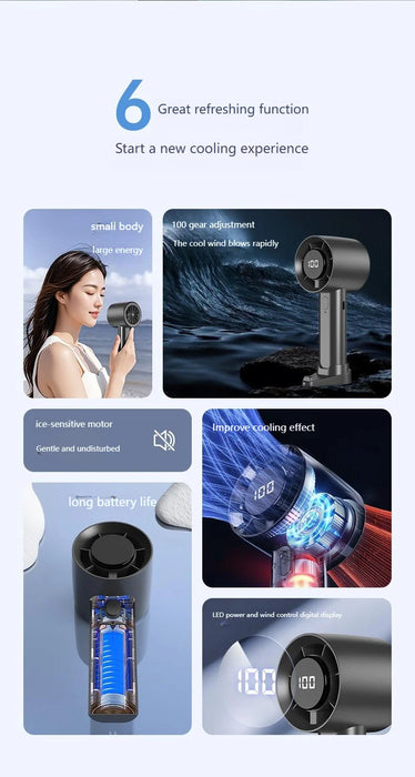 Portable Handheld Fan with LED Semiconductor Cooling and 100 Speeds | BronAir©