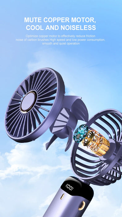 Hands-Free Foldable Neck Fan USB Rechargeable 5 Speeds | BronAir©