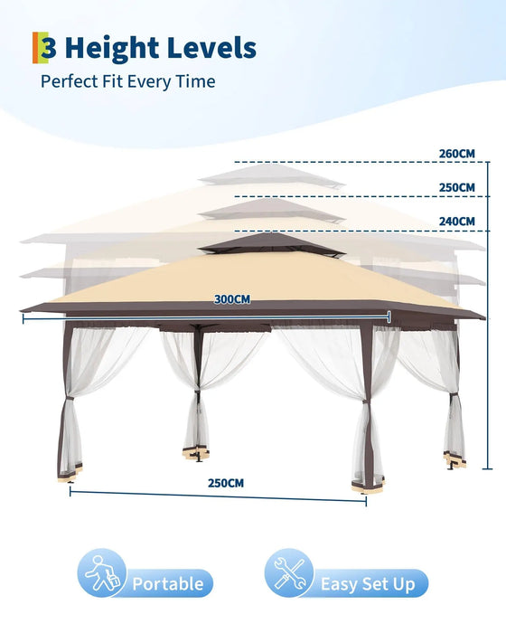 Carpa Portátil 3x3M Impermeable con Mosquitera UV50+