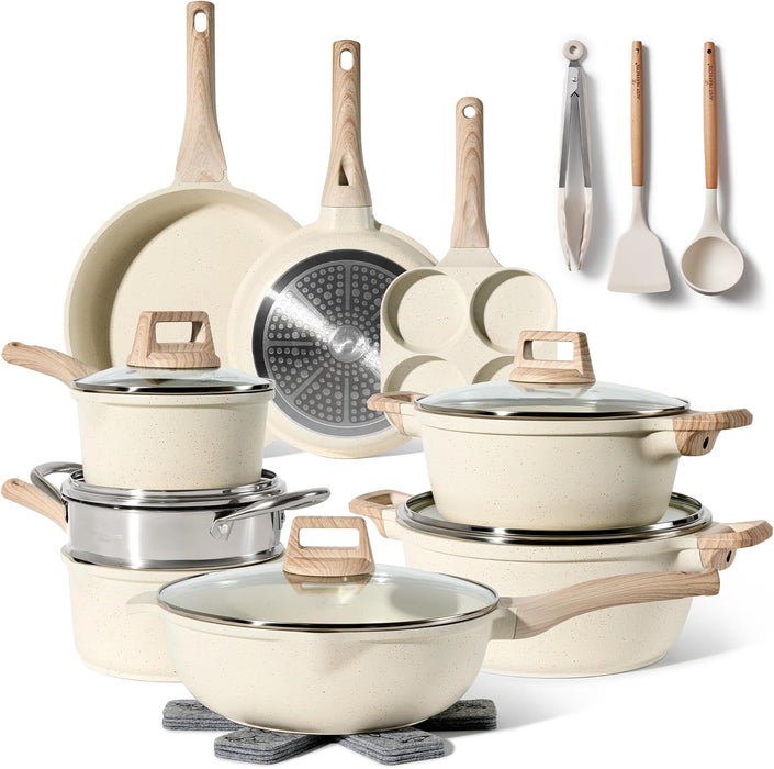 Batería de Cocina Granito 21 Piezas Just Perfecto – Beige Completa con Utensilios