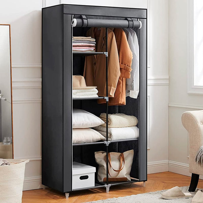 Clothing fabric cabinet, folding wardrobe organizer - Black small