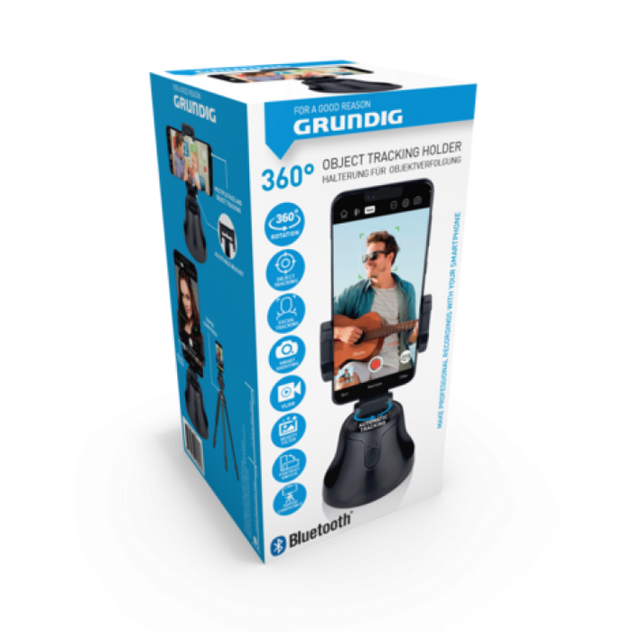 Grundig ED-49803: soporte para teléfono con seguimiento de rostros/objetos giratorio de 360° para Vlogger - Bronmart