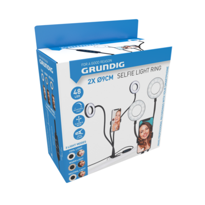 Grundig ED-95927: soporte para teléfono con clip y luz de anillo doble 2 en 1 - Bronmart