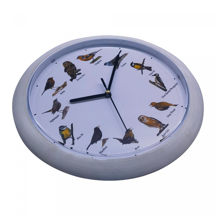 Reloj de pared con sonido de pájaros Europeos - Blanco | BronHome©