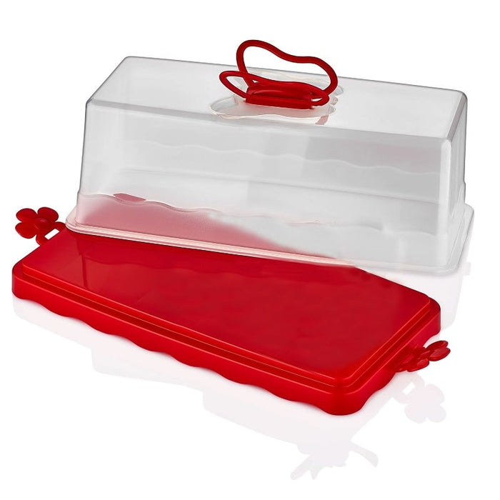 Porta pasteles rectangular, recipiente para pasteles con tapa Rojo | BronKitchen©