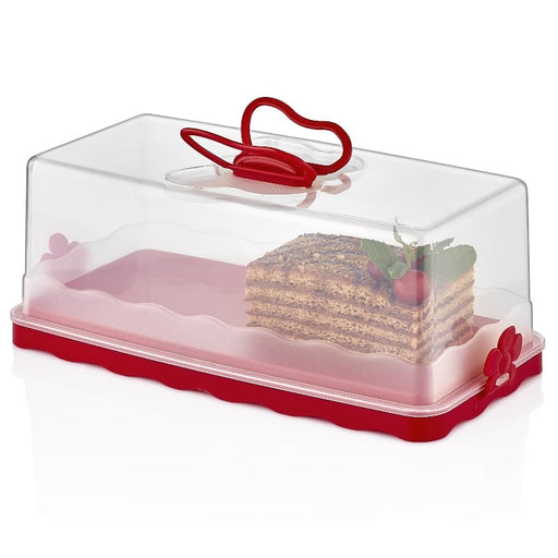Porta pasteles rectangular, recipiente para pasteles con tapa Rojo | BronKitchen©
