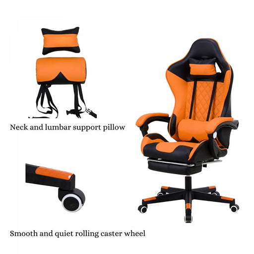 Silla ergonómica para gaming, u oficina, naranja | BronGamer©