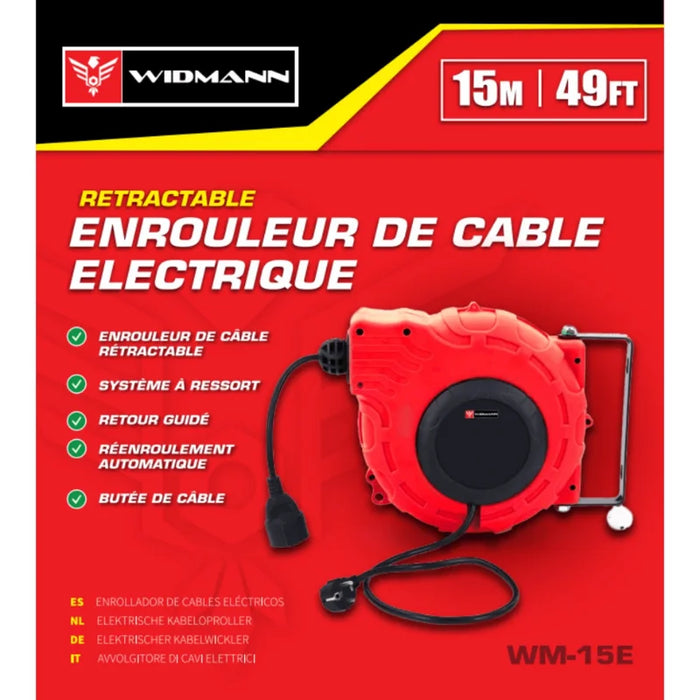 Widmann WM-15E: Enrollador de cable eléctrico automático de 15M -Bronmart
