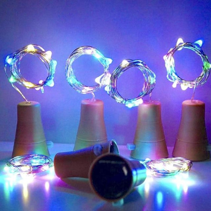 Guirnalda LED de alambre de cobre alimentada por energía Solar, corcho de botella de vino, luces de Navidad, cadena de luces LED para fiesta, lámpara de decoración de boda, 