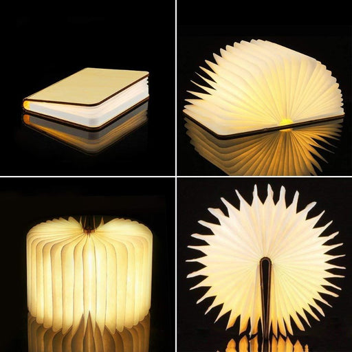 Lámpara LED portátil de 5V en 3 colores para decoración del hogar Luz LED creativa 3D de madera, recargable vía USB, magnética, plegable, para mesa de escritorio